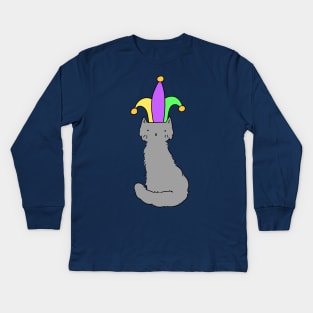 Jester Hat Blue Cat Kids Long Sleeve T-Shirt